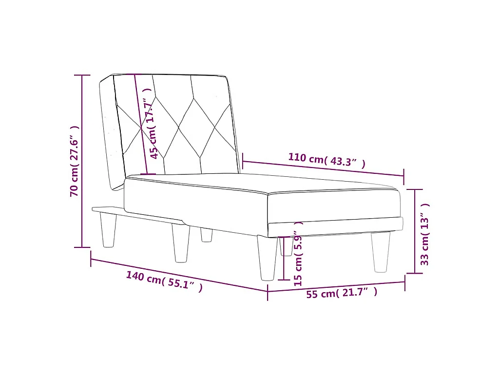 Chaise longue veludo amarelo