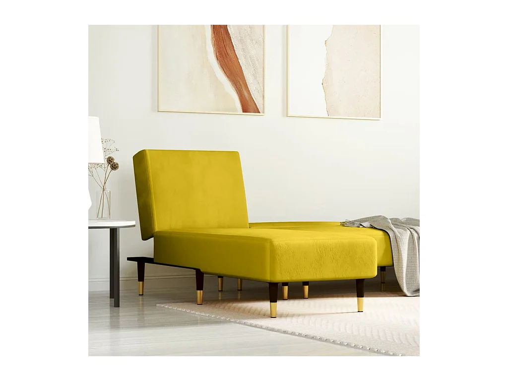 Chaise longue jaune velours