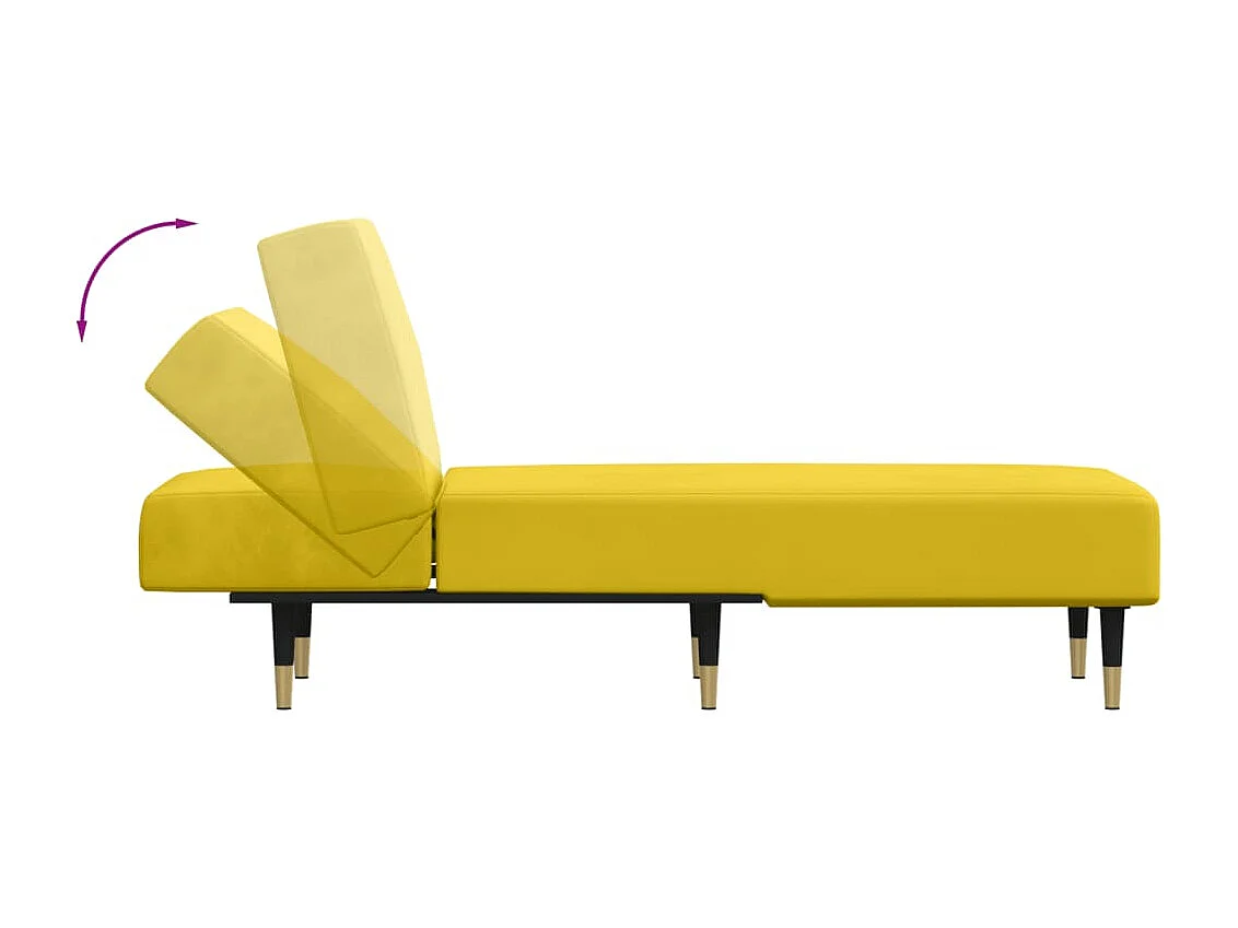 Chaise longue jaune velours