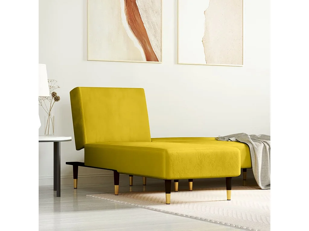 Chaise longue jaune velours