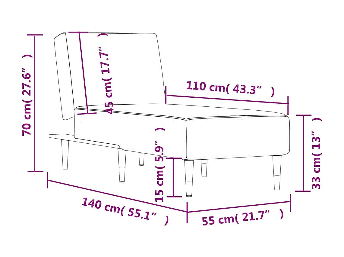 Chaise longue jaune velours