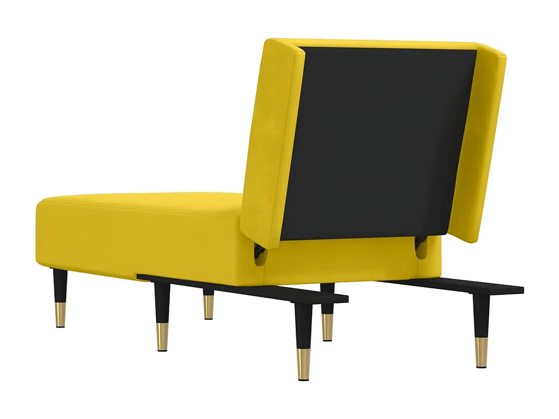 Chaise longue jaune velours