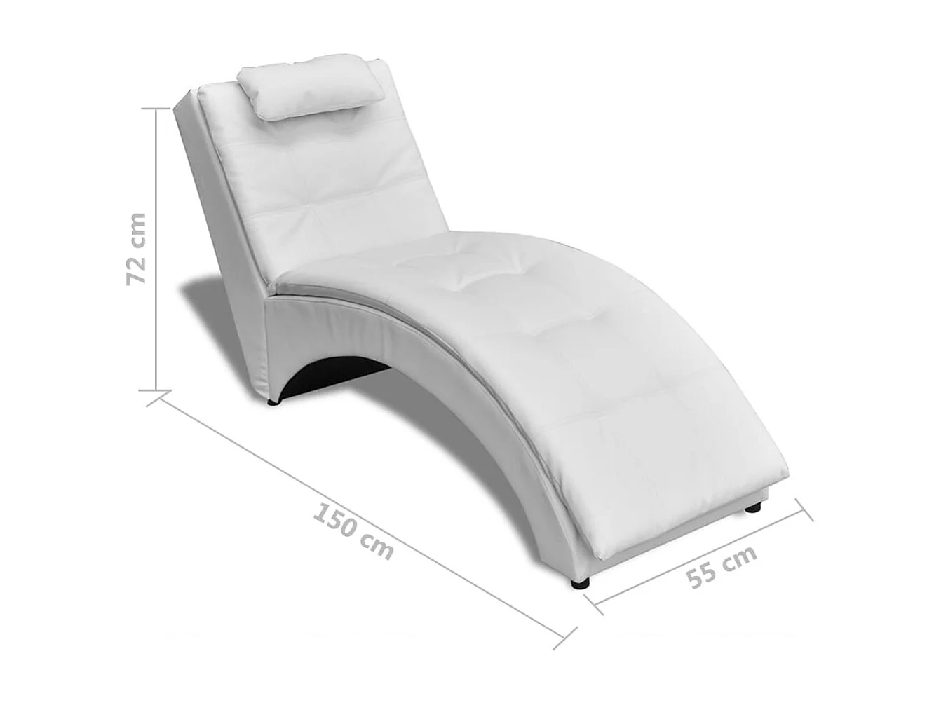 Chaise longue met kussen kunstleer wit