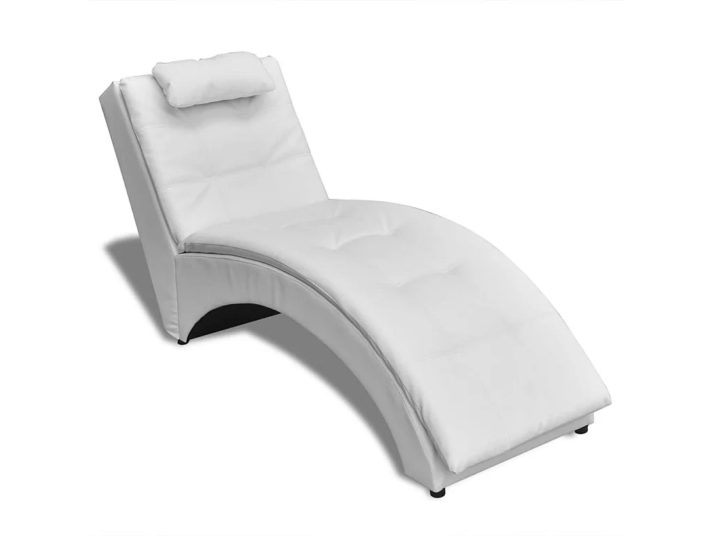 Chaise longue avec oreiller Blanc Similicuir