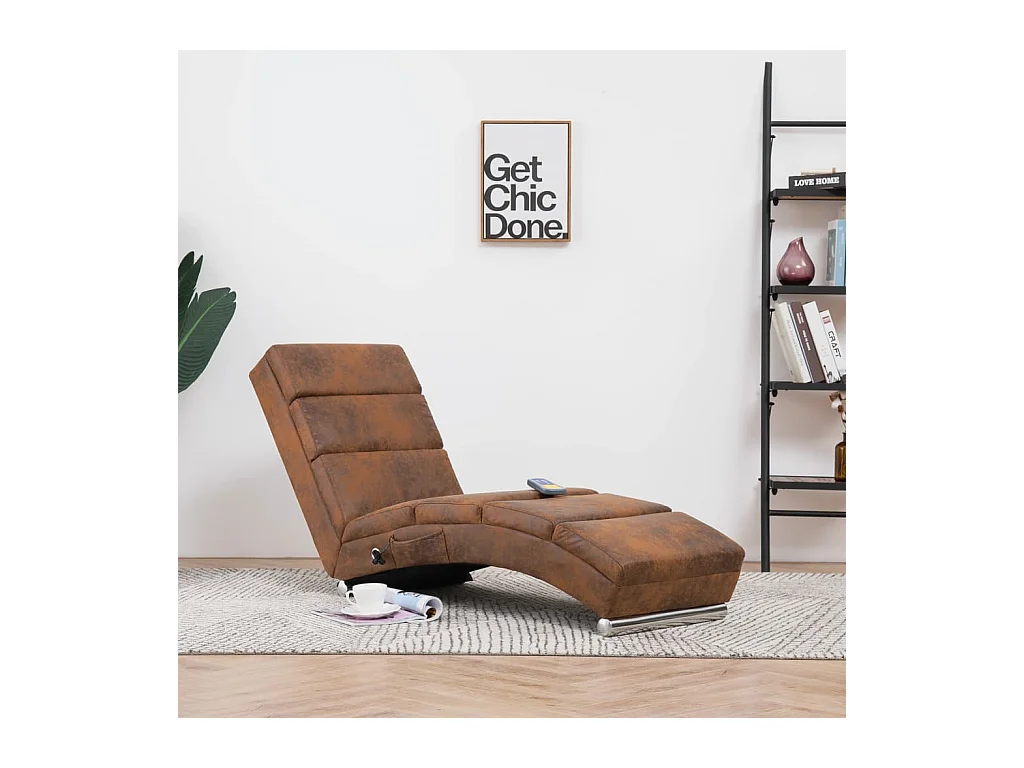 Chaise longue de massage Marron Similicuir daim