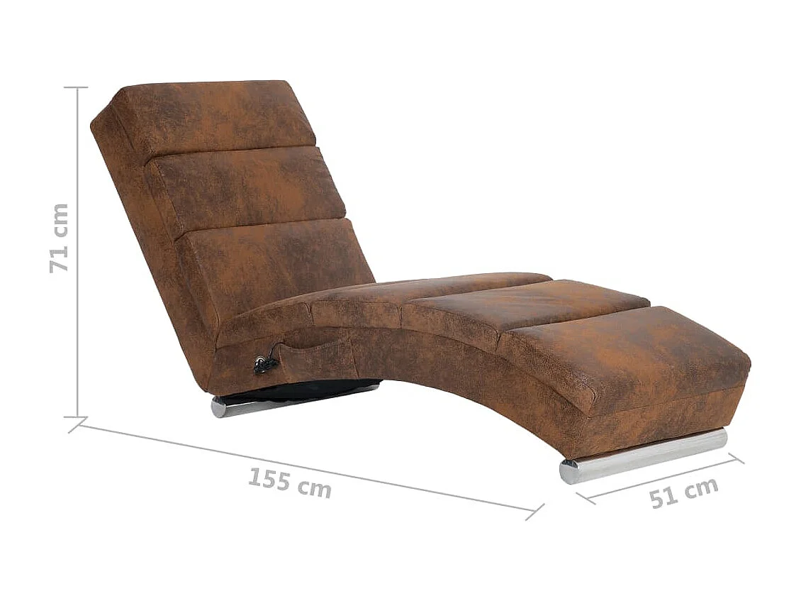 Chaise longue de massage Marron Similicuir daim