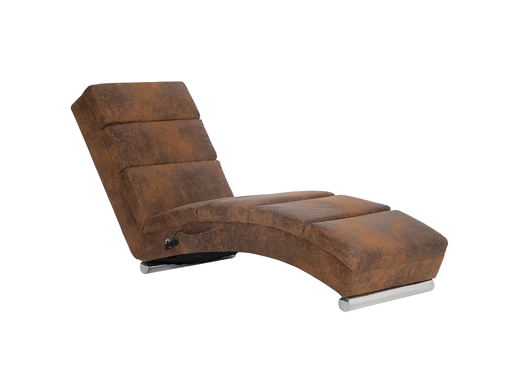 Massage Chaiselongue Braun Wildleder-Optik