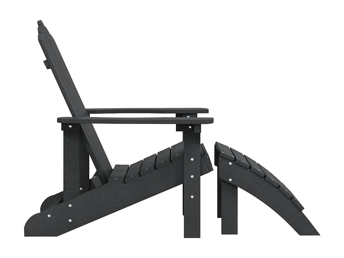 Cadeira de jardim Adirondack com banco de pés PEAD antracite