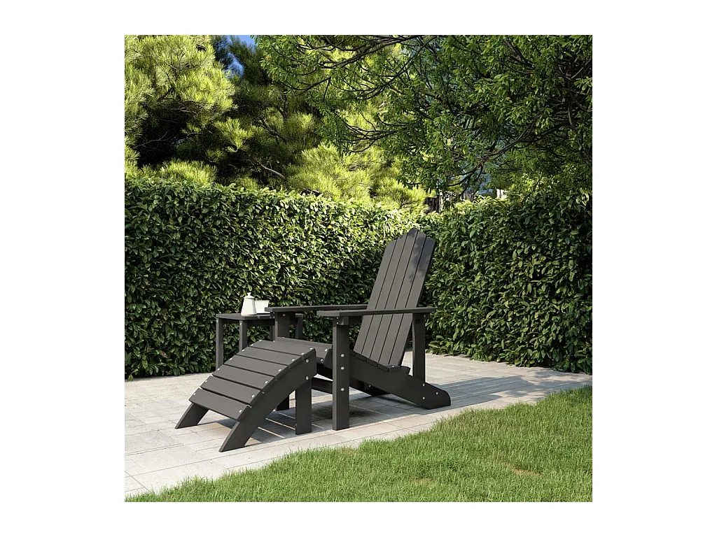 Chaise de jardin Adirondack avec repose-pied PEHD anthracite