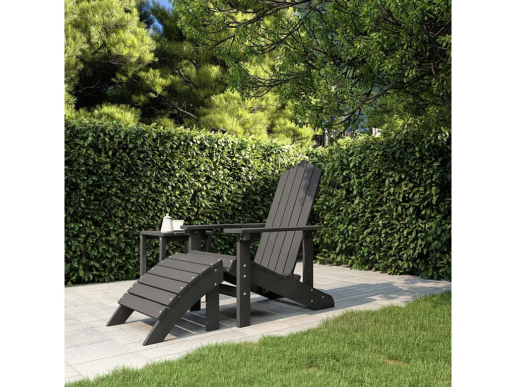 Tuinstoel Adirondack met voetenbank HDPE antracietkleurig