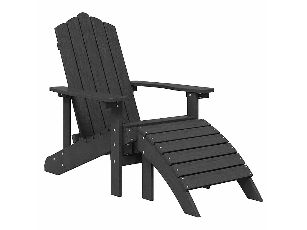 Tuinstoel Adirondack met voetenbank HDPE antracietkleurig