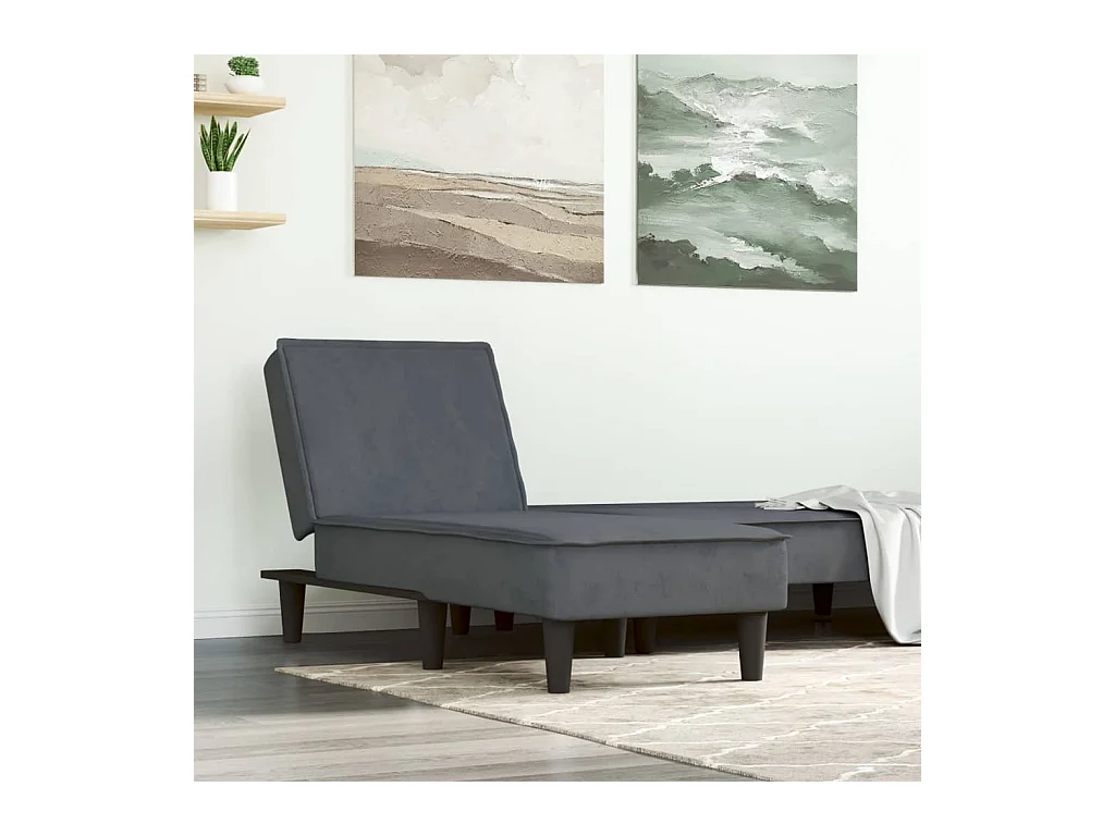 Chaise longue gris foncé velours