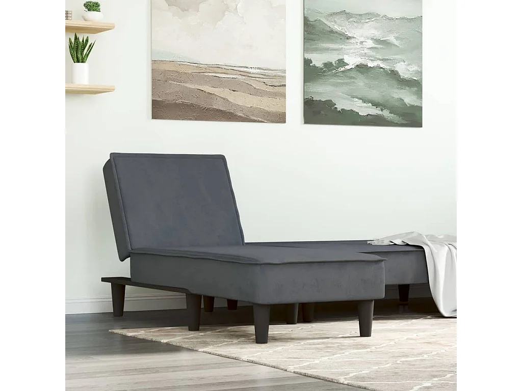 Chaise longue gris foncé velours