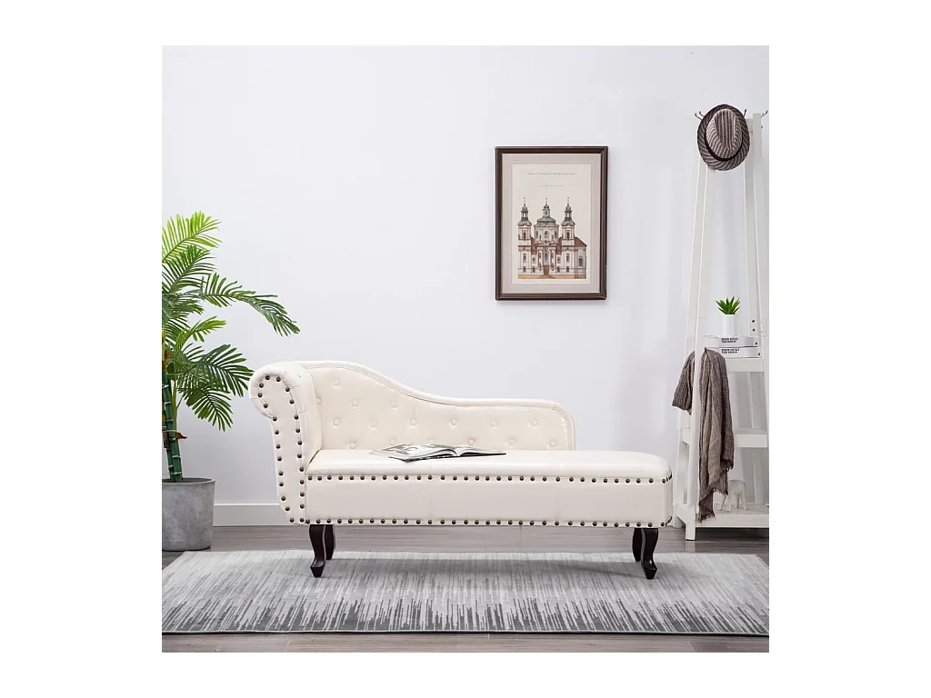 Chaise longue Blanc crème Similicuir