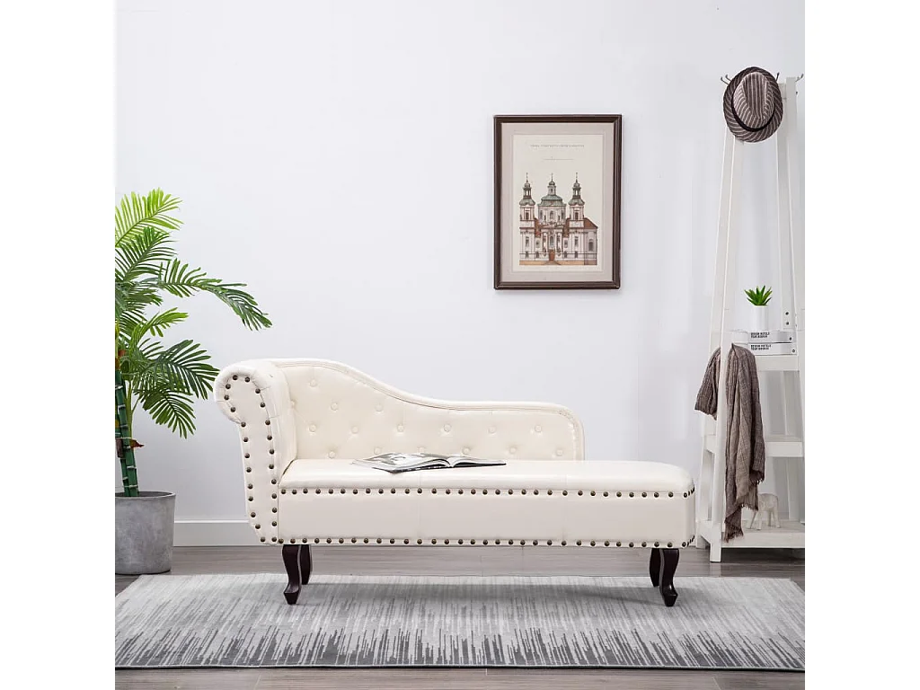 Chaise longue Blanc crème Similicuir