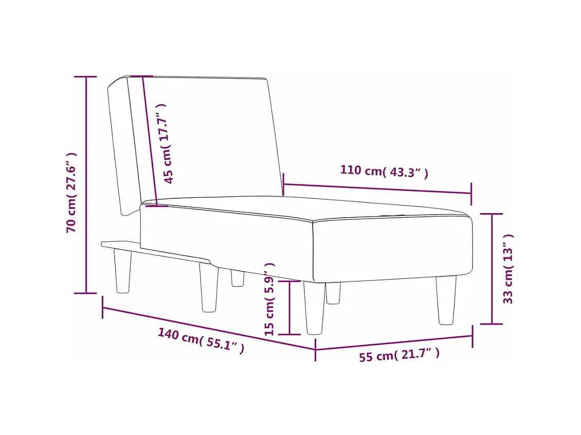 Chaise longue stof lichtgrijs