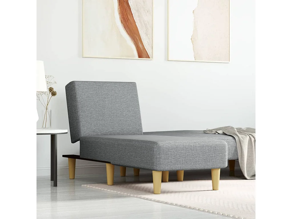 Chaise longue tecido cinzento-claro