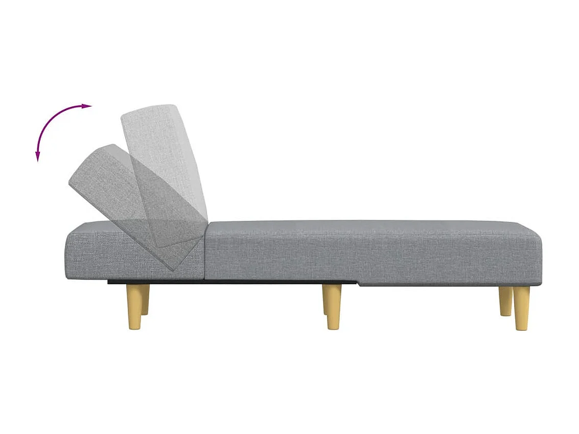 Chaise longue tecido cinzento-claro