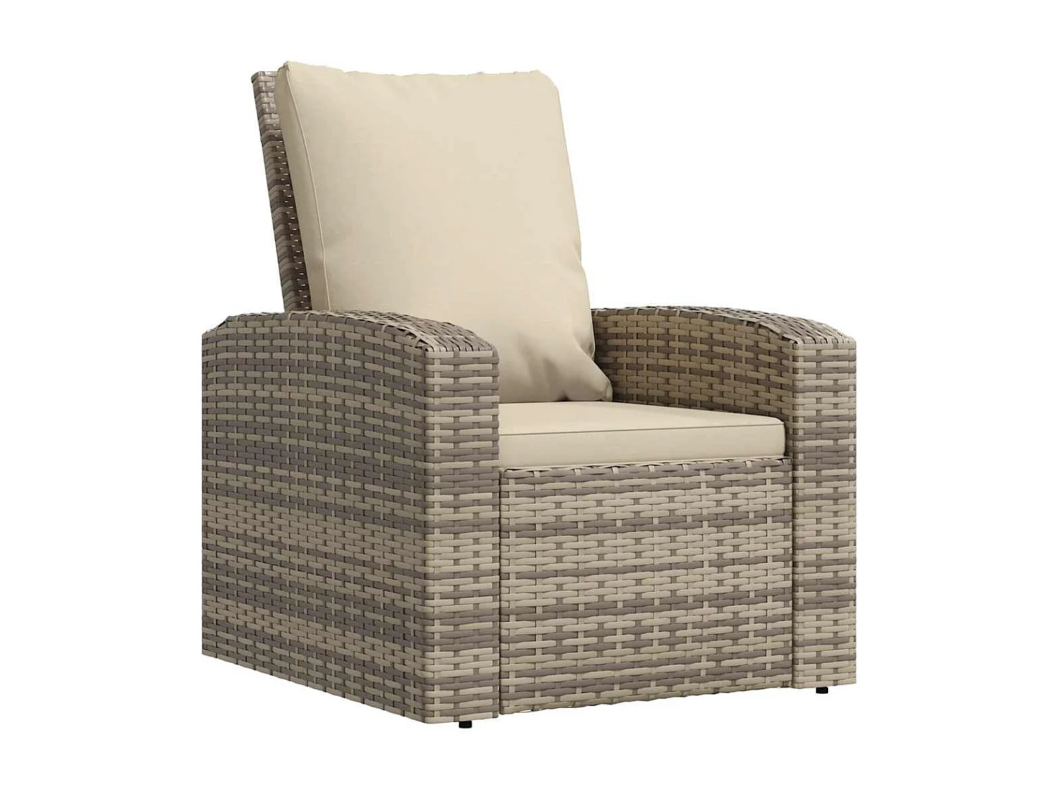 Gartensessel Verstellbar mit Kissen Hellbraun Poly Rattan