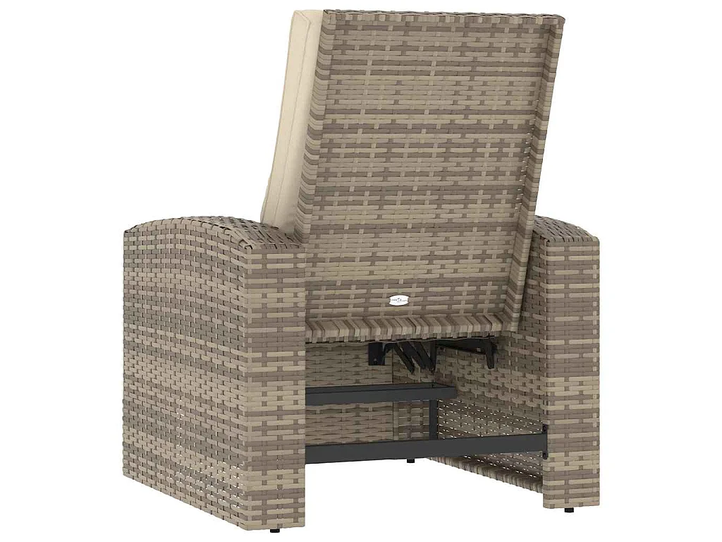 Gartensessel Verstellbar mit Kissen Hellbraun Poly Rattan