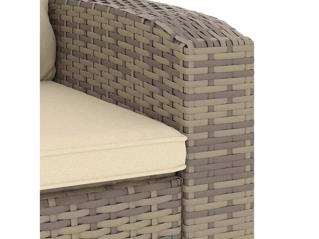 Gartensessel Verstellbar mit Kissen Hellbraun Poly Rattan