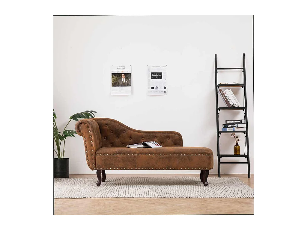 Chaise longue Marron Similicuir daim