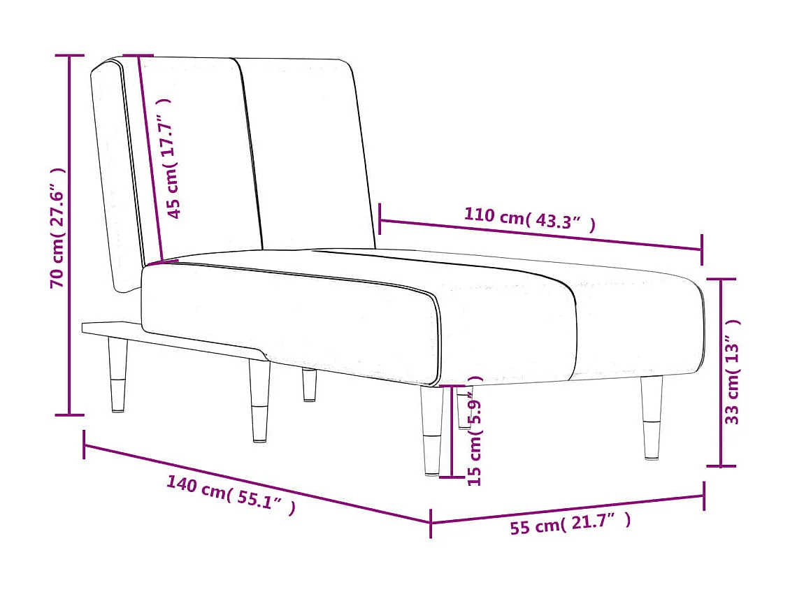 Chaise Longue in Velluto Giallo