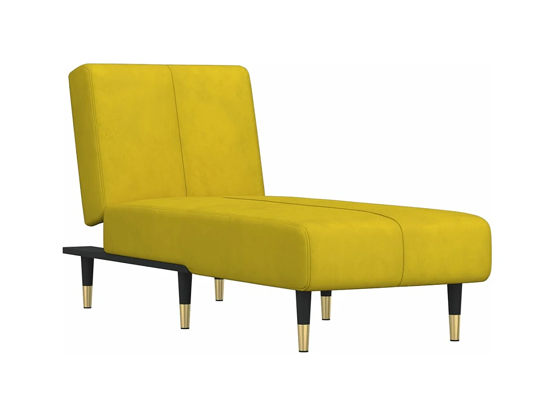 Chaise longue fluweel geel