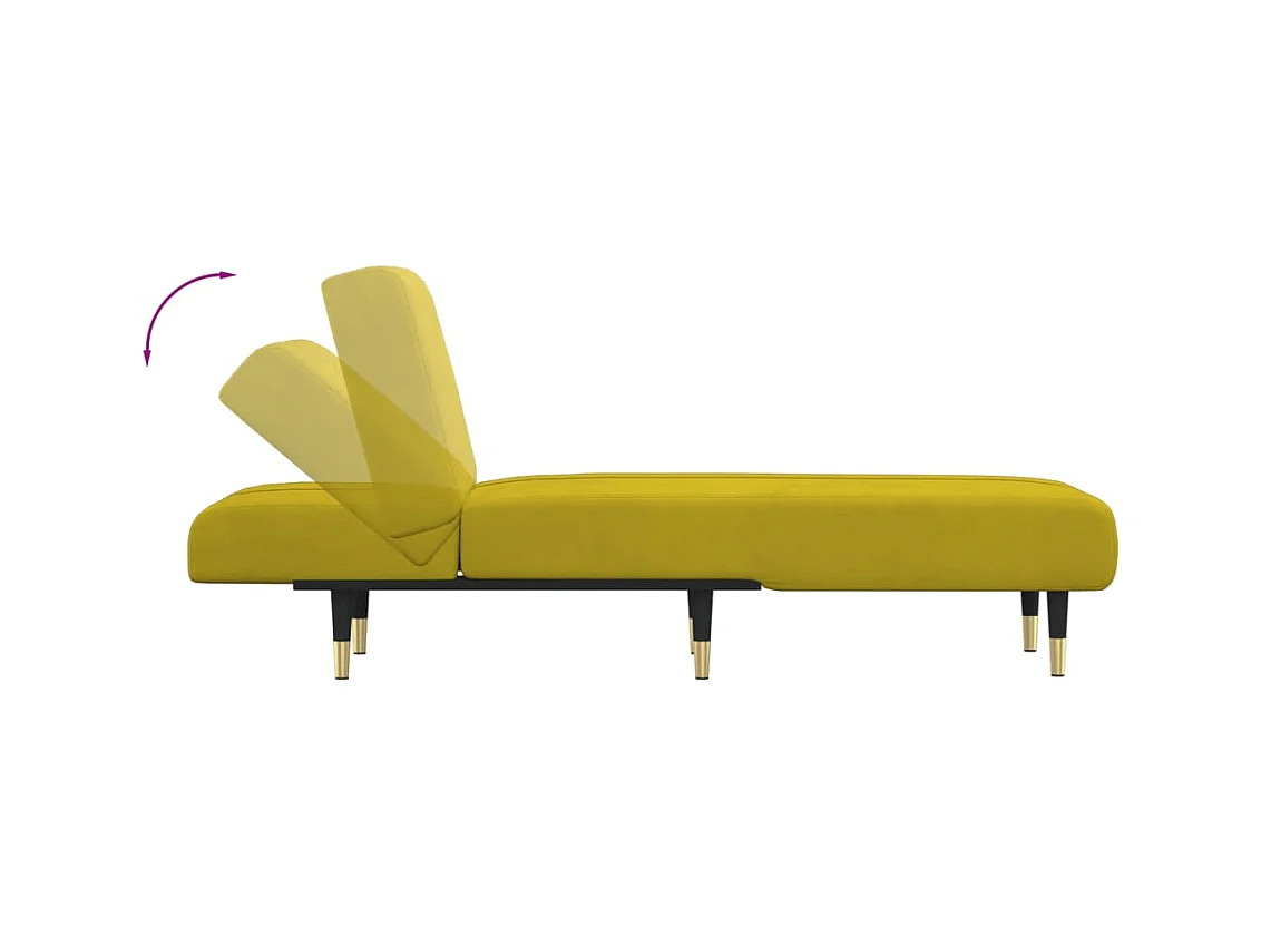 Chaise longue fluweel geel