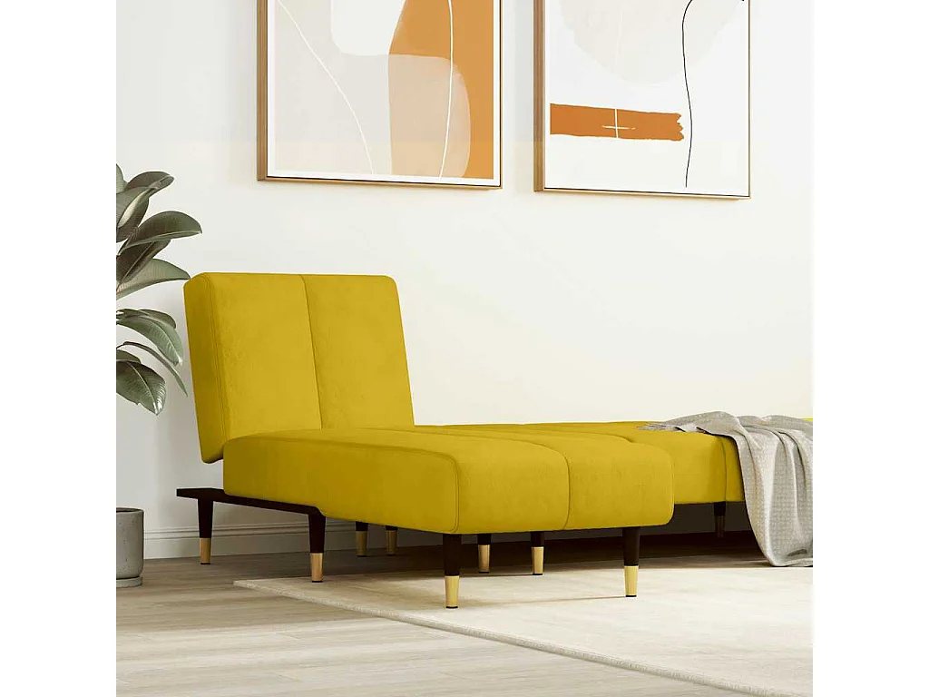 Chaise longue fluweel geel