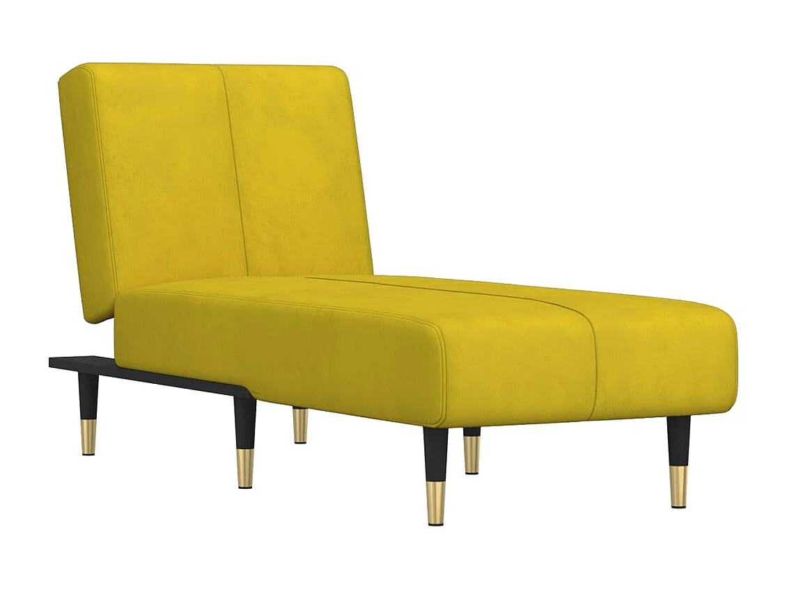 Chaise longue fluweel geel