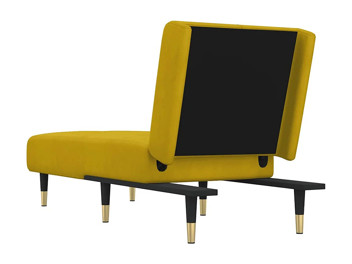 Chaise longue fluweel geel