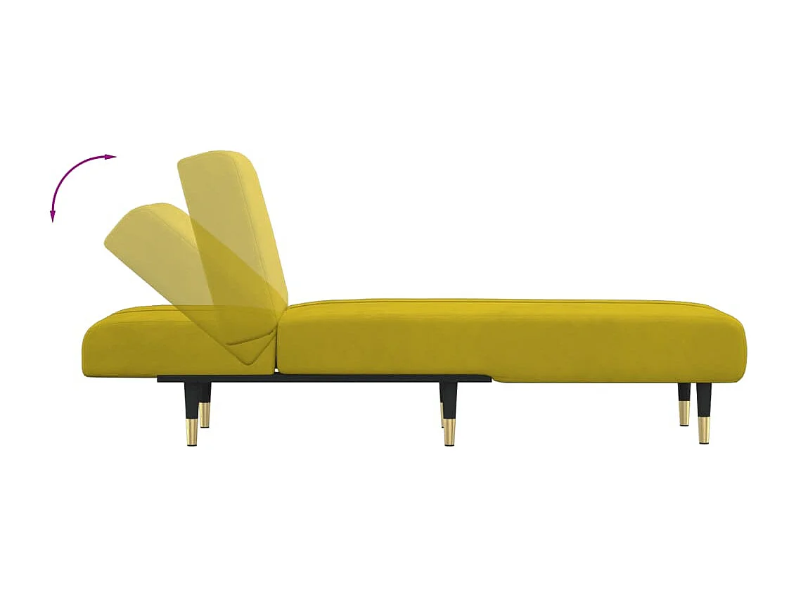 Chaise longue fluweel geel