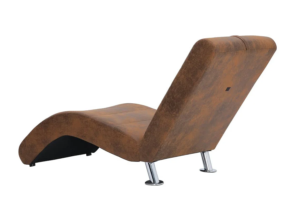Chaise longue met kussen kunstsuède bruin