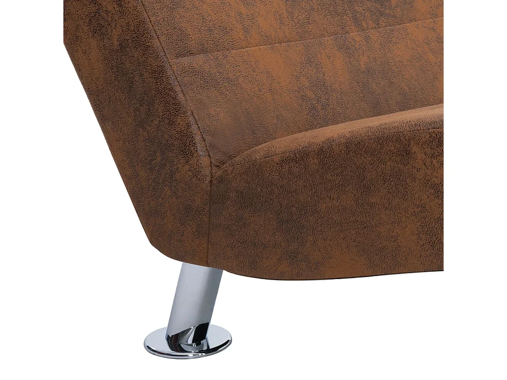 Chaise longue avec oreiller marron Similicuir daim