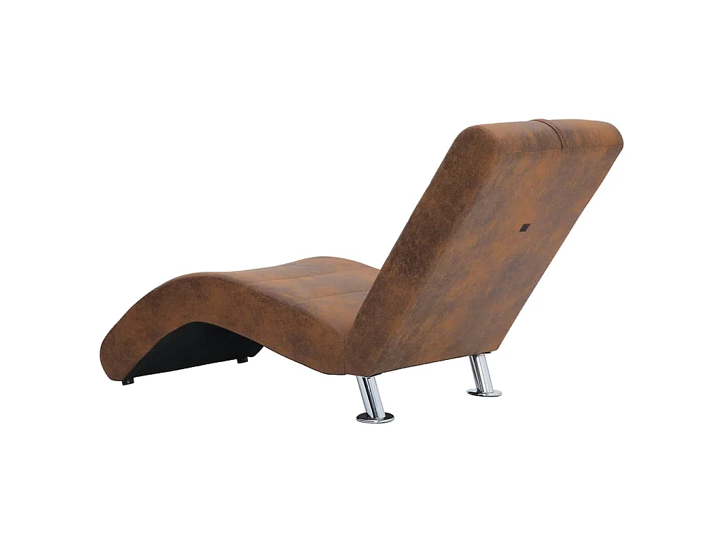 Chaise longue avec oreiller marron Similicuir daim
