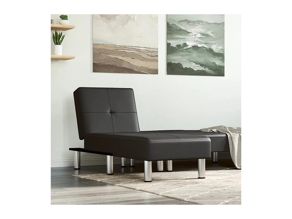 Chaise longue noir similicuir