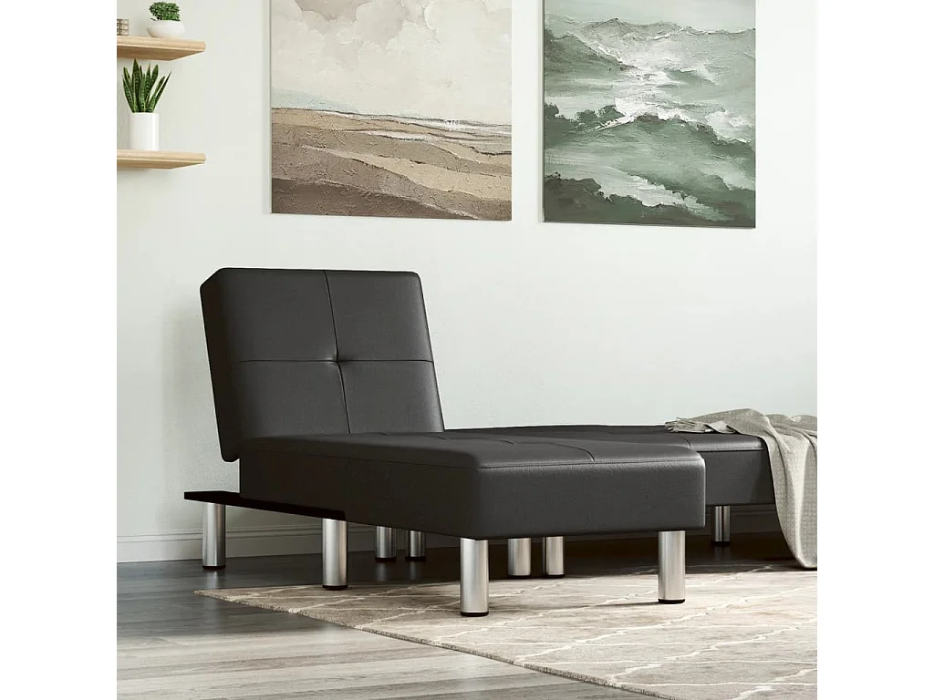 Chaise longue kunstleer zwart