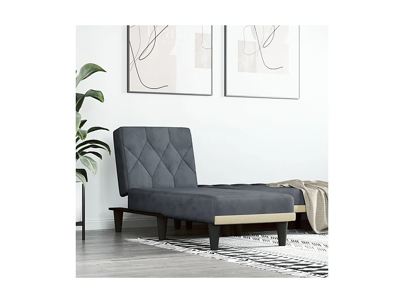 Chaiselongue Dunkelgrau Samt