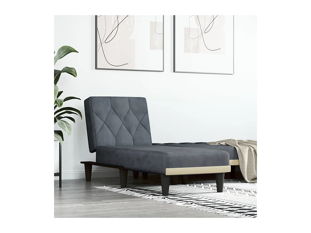 Chaise longue veludo cinzento-escuro