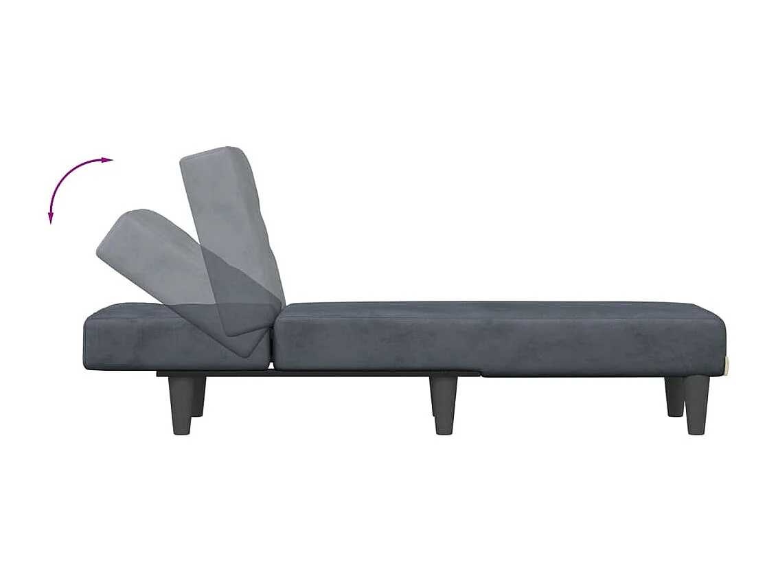 Chaise longue gris foncé velours