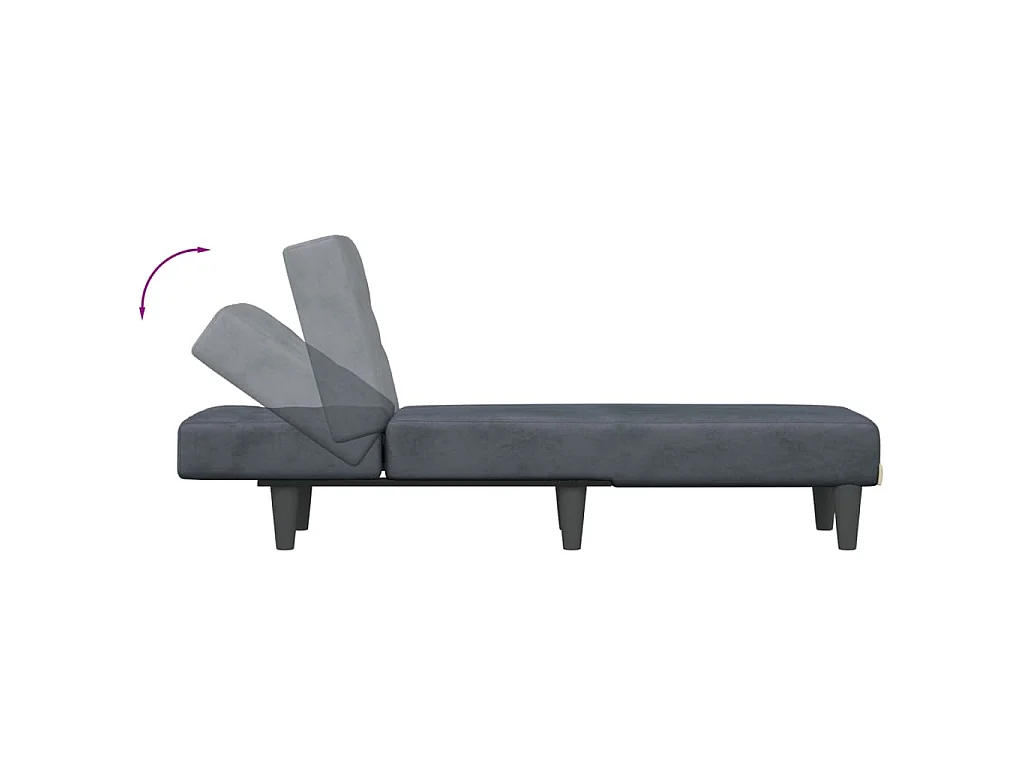 Chaise longue fluweel donkergrijs