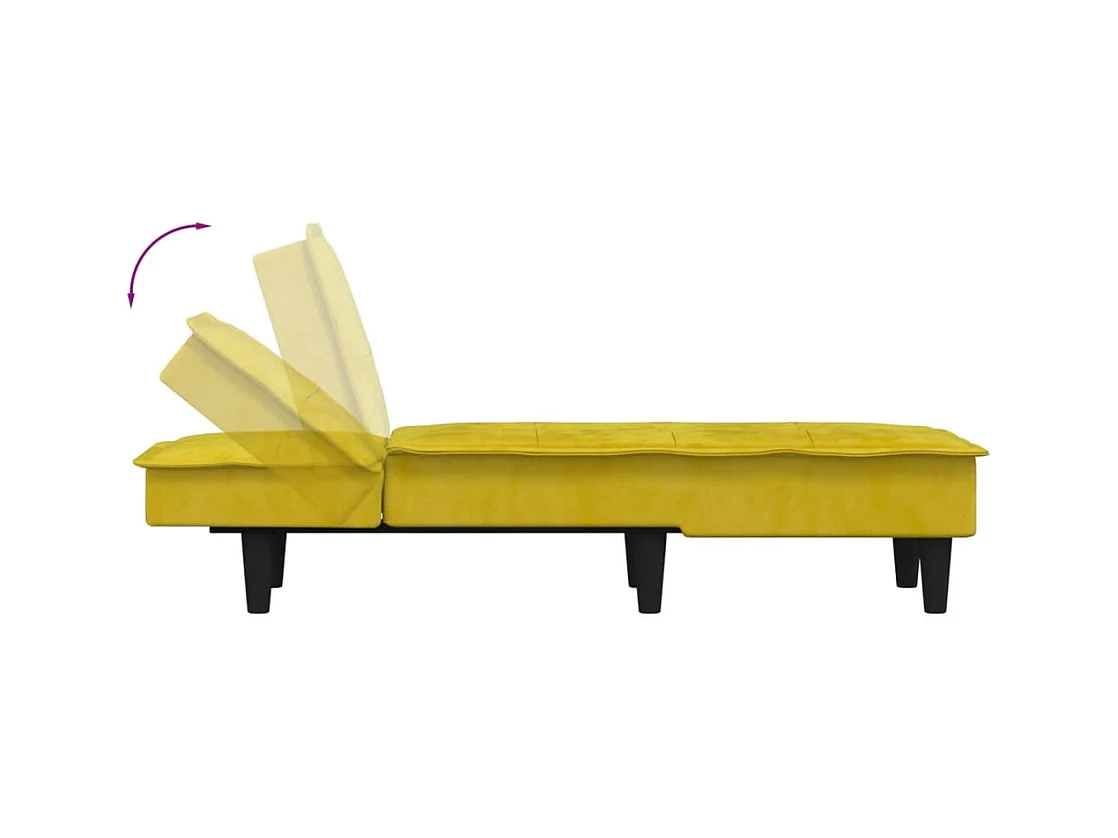 Chaise longue fluweel geel
