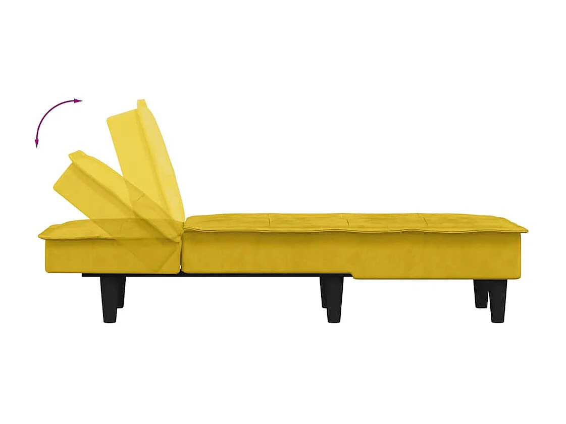 Chaise longue jaune velours