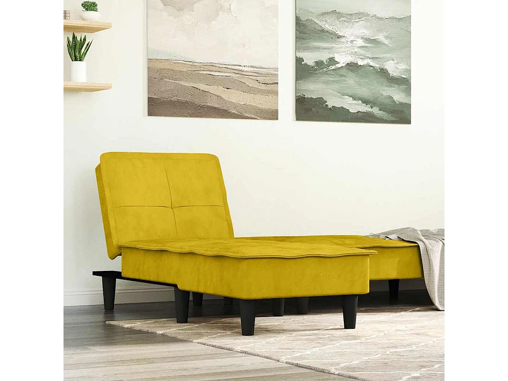 Chaise longue jaune velours