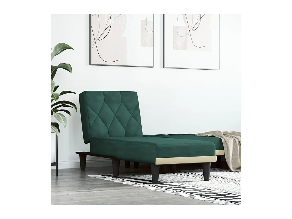 Chaise longue vert foncé velours