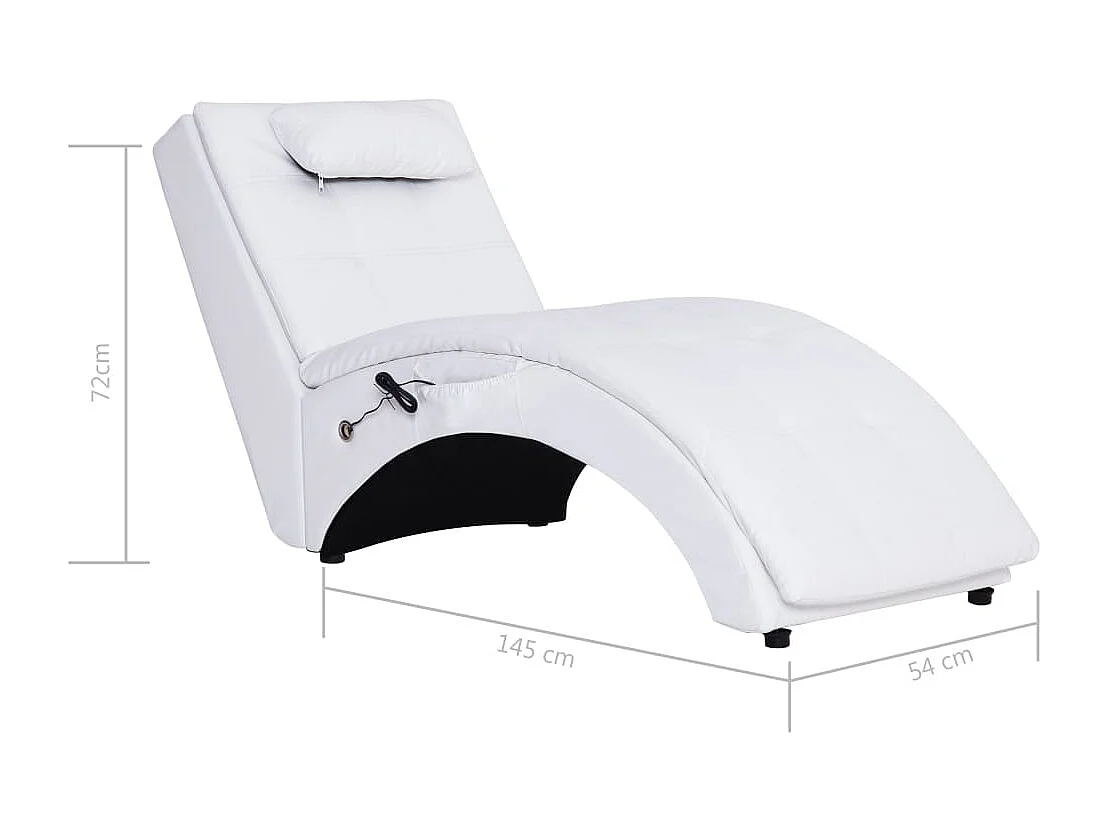 Massage Chaiselongue mit Kissen Weiß Kunstleder