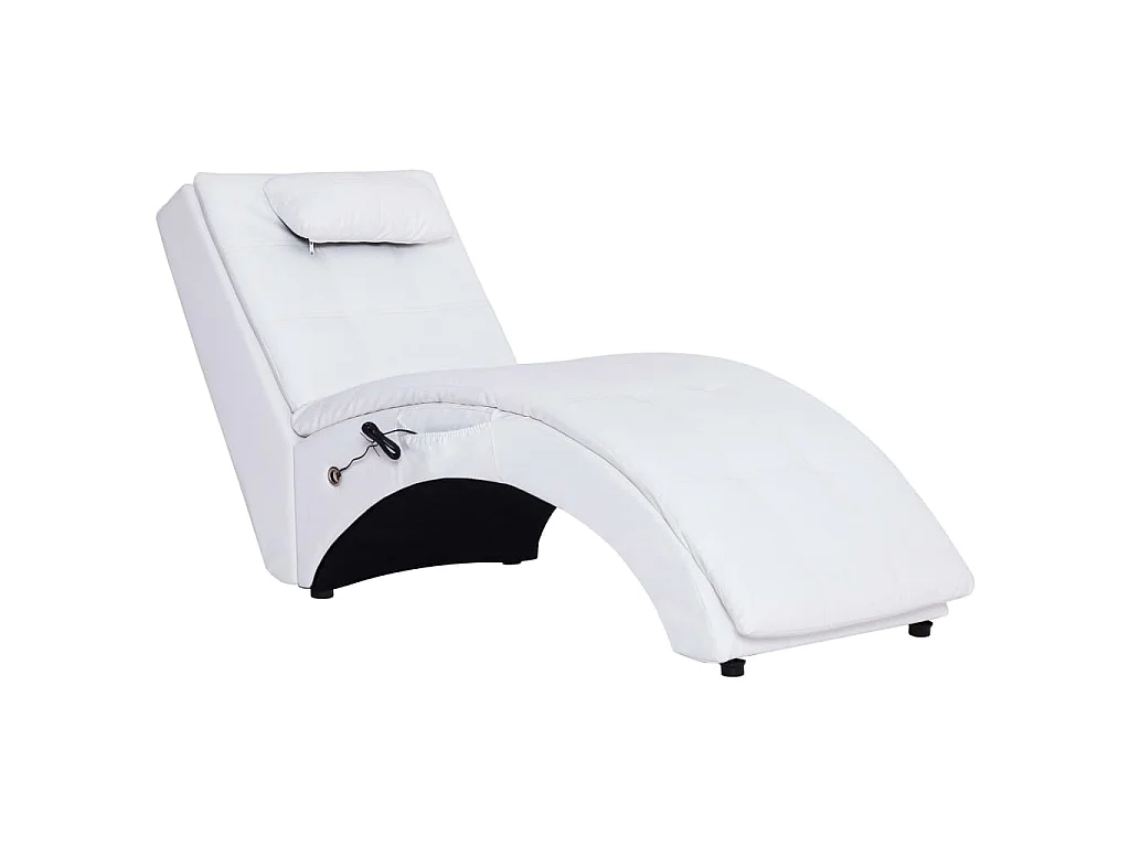 Massage Chaiselongue mit Kissen Weiß Kunstleder