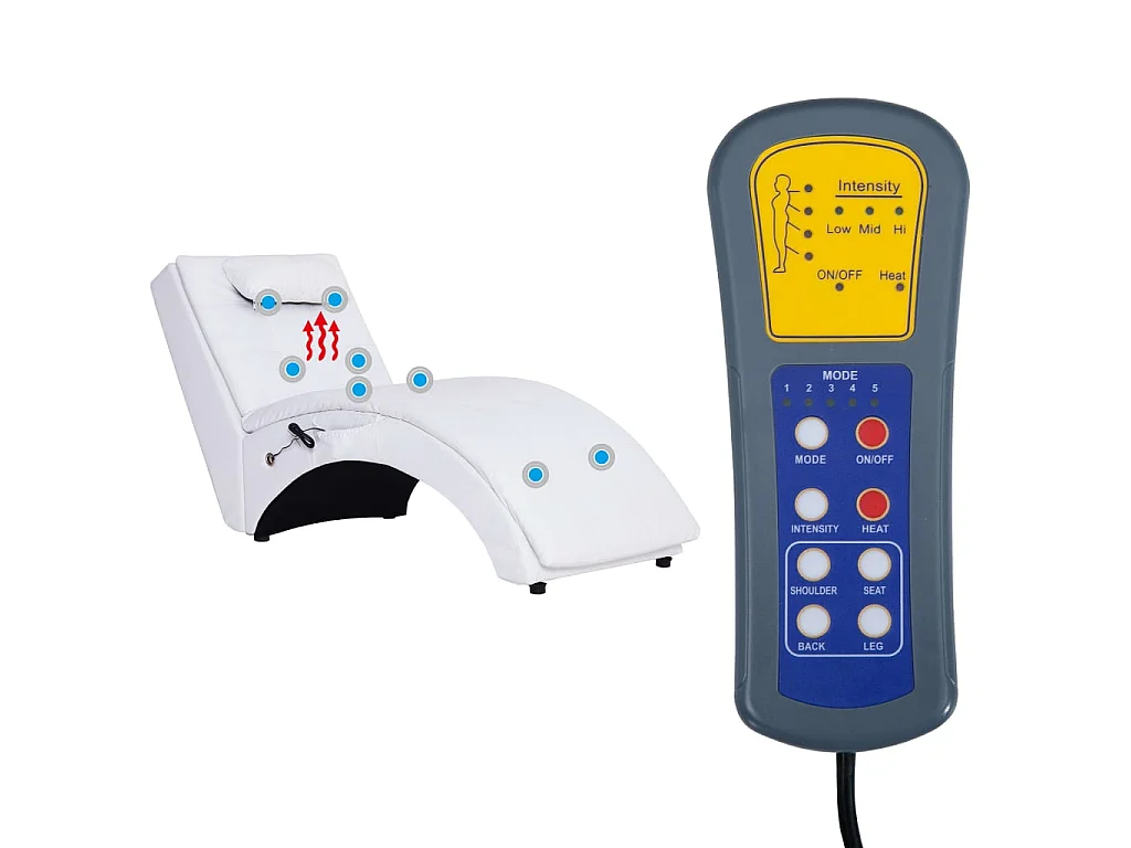 Massage Chaiselongue mit Kissen Weiß Kunstleder