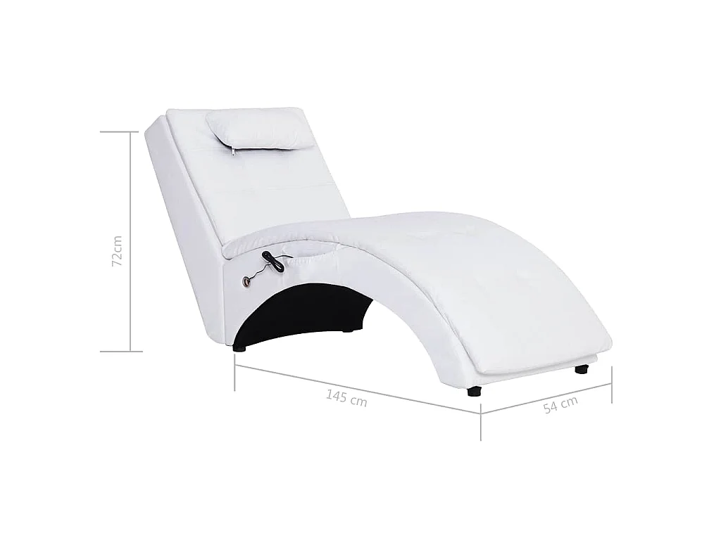 Chaise longue de massage avec oreiller Blanc Similicuir